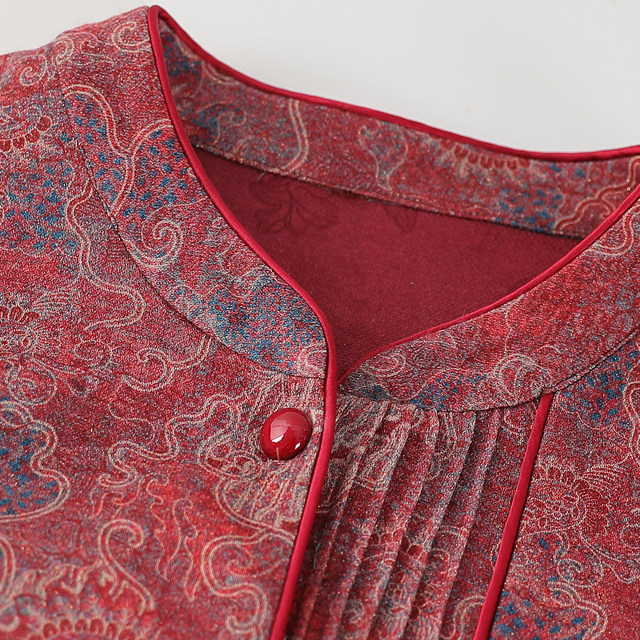 Elderly autumn clothes long-sleeved shirt grandma loose spring and autumn style mother thin coat 60 years old 70 old lady shirt