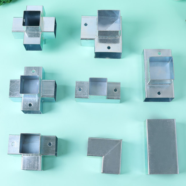 Square pipe connection without welding fixed joints Two-three-way iron pipe galvanized guardrail connection parts corner snap straight through