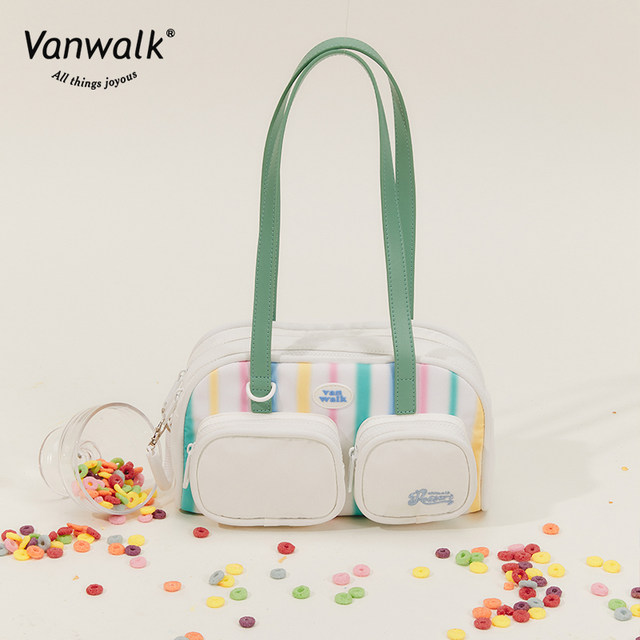 Vanwalk Xiawa Tea Japanese Sweetheart Girl Shoulder Axillary Bags Cute Food Pendant Tot Bag Large Capacity