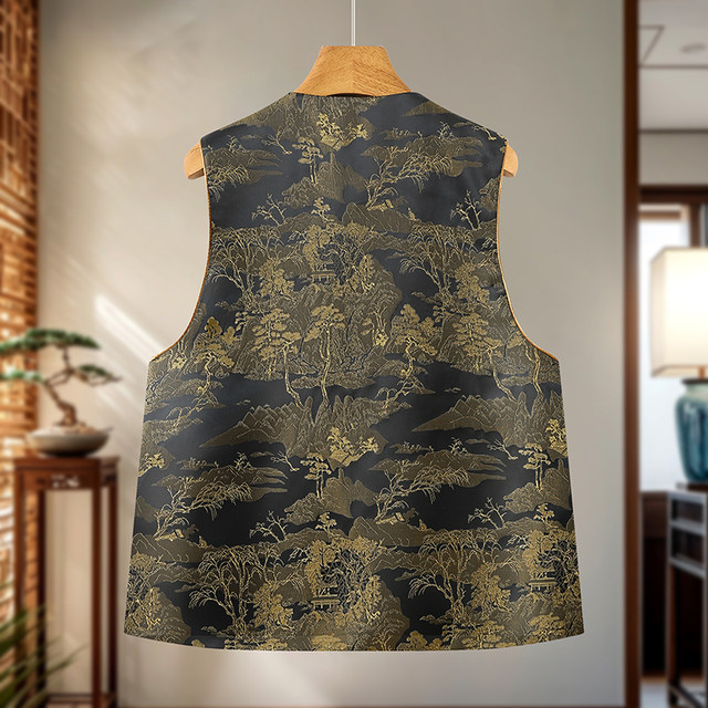 Chinese jacquard embroidered vest heavy industry jacket 2025 national style spring and autumn vest top new retro mother vest