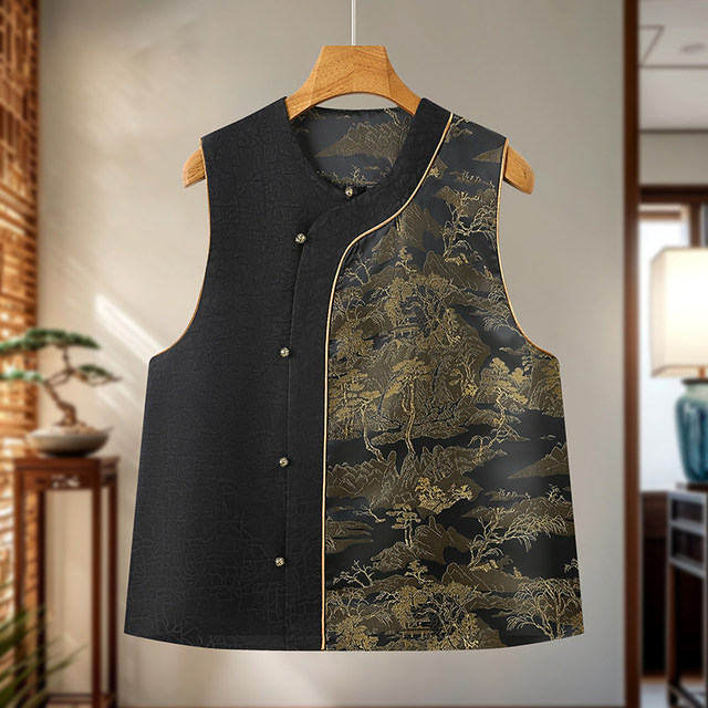 Chinese jacquard embroidered vest heavy industry jacket 2025 national style spring and autumn vest top new retro mother vest