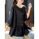 Baoshili round neck seven-quarter sleeve jacquard spliced ​​chiffon shirt 2025 spring temperament button casual fashionable shirt women