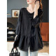 Baoshili round neck seven-quarter sleeve jacquard spliced ​​chiffon shirt 2025 spring temperament button casual fashionable shirt women