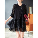 Baoshili Yuanling fake two-piece knitted spliced ​​jacquard dress 2025 spring new long-sleeved slim midi skirt