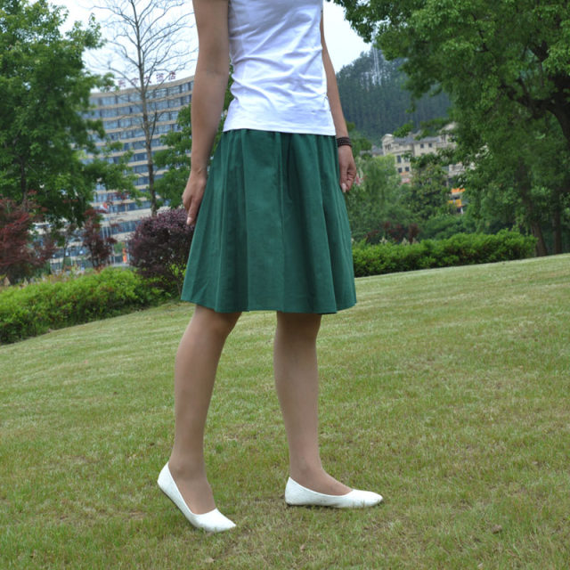 Authentic summer solid color 8 piece cotton and linen skirt mid-length over-knee flowing big hem skirt mid-skirt fairy skirt large size