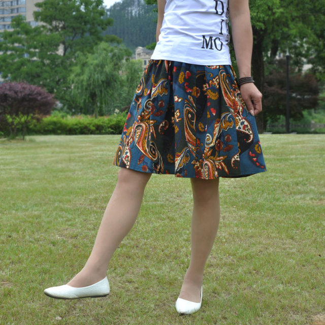 Authentic summer solid color 8 piece cotton and linen skirt mid-length over-knee flowing big hem skirt mid-skirt fairy skirt large size
