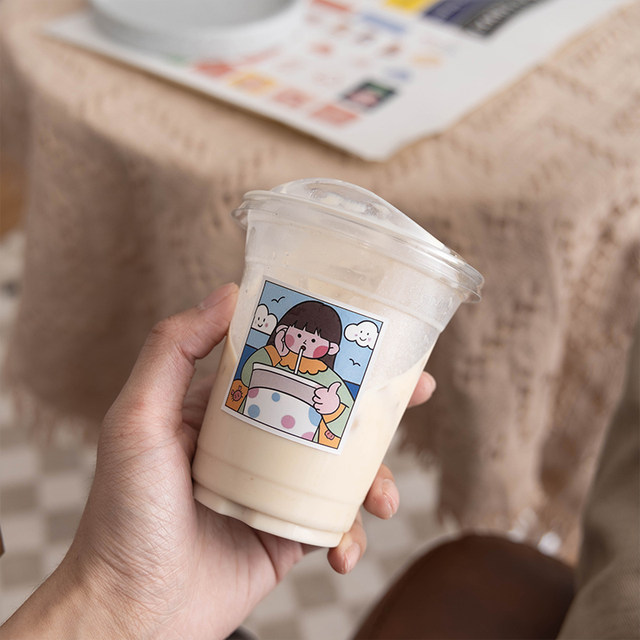 Coffee milk tea cup 500ml plastic beverage lemon tea latte disposable packaged ice powder cold drink cup