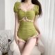 Hot spring swimsuit one-piece women's 2025 new conservative belly-covering slimming sexy backless slim fit push-up vacation swimsuit