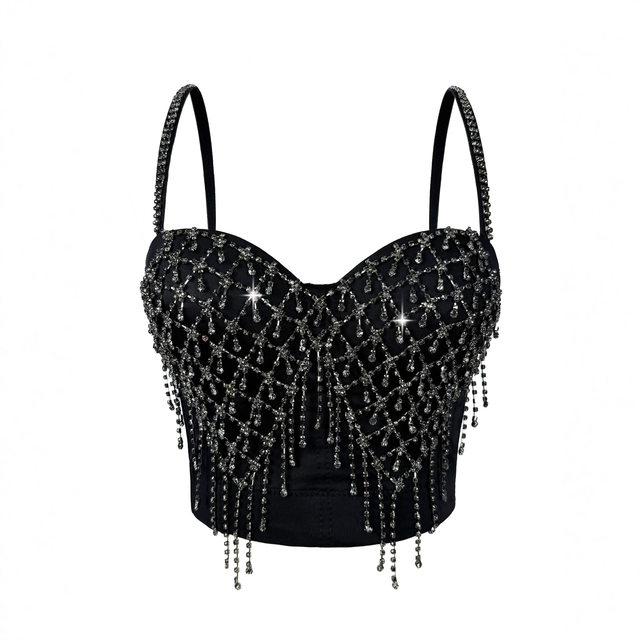 Rhinestone chain tassel outer wear fishbone bra vest suspender tube top short top sexy hot girl European and American design