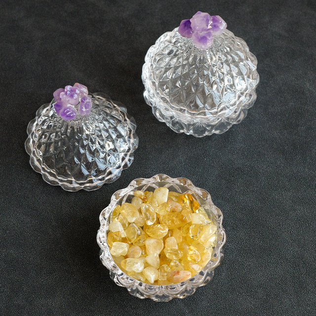 Natural crystal degaussing bowl, large white crystal degaussing stone energy purification bracelet, jewelry storage container, ornament