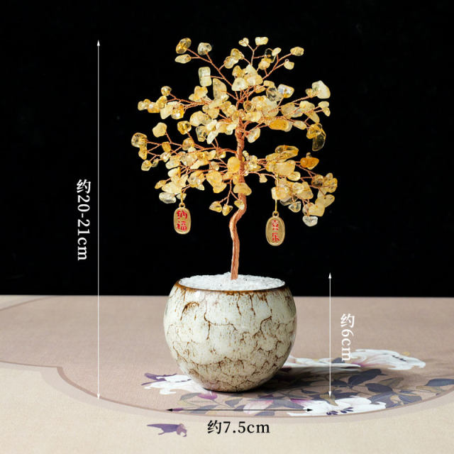 Handmade natural purple yellow crystal powder crystal tree cute pink crystal draw peach blossom wish fortune tree desktop decoration ornament