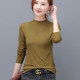 Madier Spring and Autumn Bottom Graphic Girls Long Sleeve Loose Loose Large size, thin, covered with belly T -shirt half -high -necked elastic top
