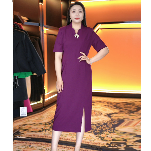 Mantimisi large-size women's fat MM large-size flesh-covering and slimming and age-reducing dress 2025 summer wear new Chinese style