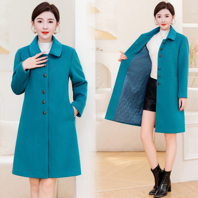 Double-sided cashmere coat for women, mid-length, slim, autumn and winter new Korean style mother's wear, cotton, thickening and extra size