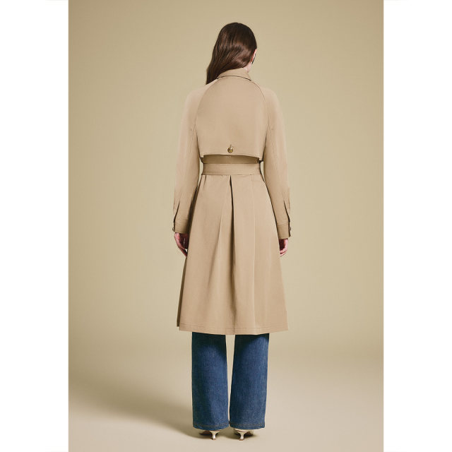 The poem specifically selects broad British retro solid color slimming mid-length versatile trench coat for women's 2025 spring new style