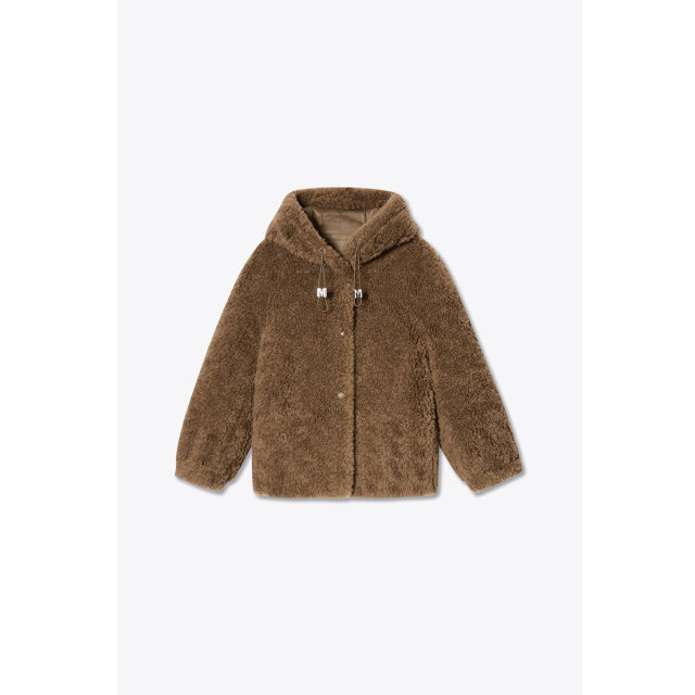 PSALTER Psalm Bath style short loose hooded sheep fur coat for women
