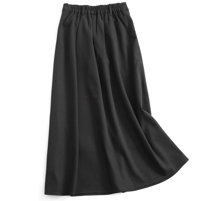 Solid color pleated high waist slim and tall, semi-elastic mid-length skirt, large umbrella skirt, temperament commuter skirt, K255