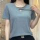 2025 summer new large-size women's fat MM red design makes it look white and slim and stylish short-sleeved top