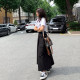 2025 summer new large-size skirt workwear multi-pocket a-line skirt mid-length high-waisted slim big hem skirt