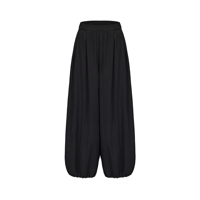 UNR2025 spring and summer new white/black elastic waist comfortable and adjustable casual trousers