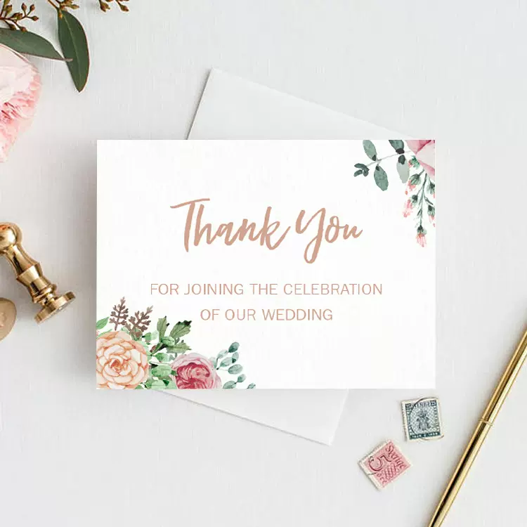 春意森系婚礼创意感谢卡thank You Card 定制圣诞节祝福卡设计