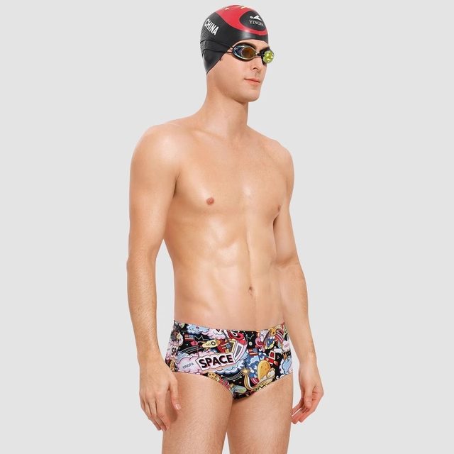 Yingfa swimming briefs small boxer angle men's vertical stripes professional breathable waterproof comfortable quick-drying swimming trunks for adults and children