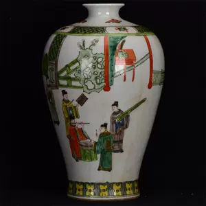 中国 大清康煕年製 五彩花卉文 三段瓶 時代箱付 V R3314B