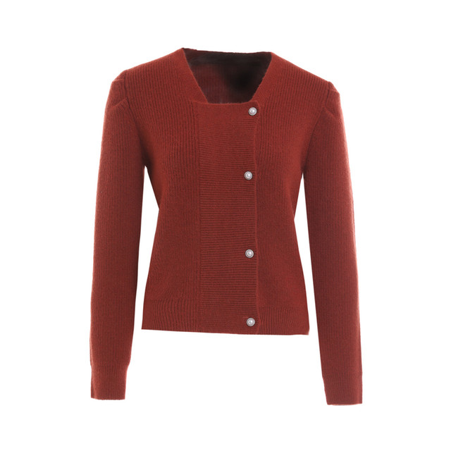 2024 design-sensing square collar red sweater for women in winter new style fake two soft and thick sweater
