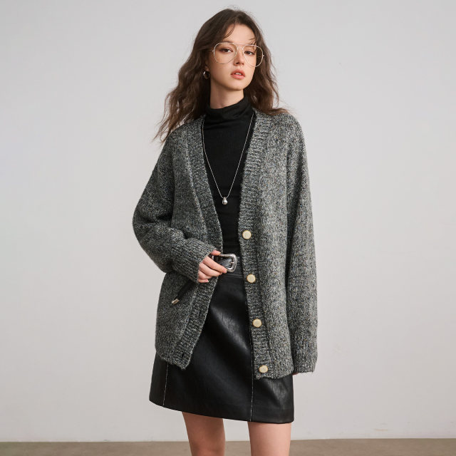 Basic House/Baijia Hao Lazy and Relaxed Sweater Cardigan Jacket Women's 2025 Spring Slim Cardigan