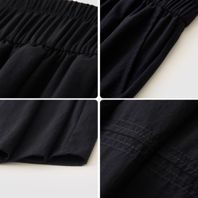 
Shuiyunjian black skirt women's 2025 commuting slim A-line umbrella skirt mid-length skirt