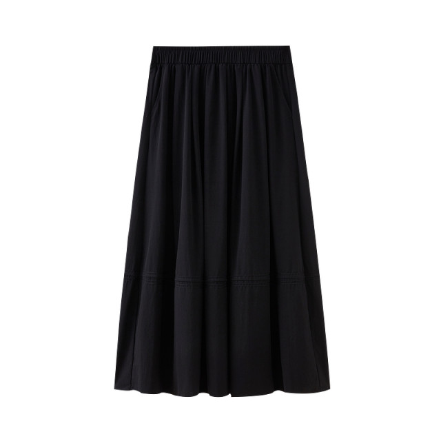 
Shuiyunjian black skirt women's 2025 commuting slim A-line umbrella skirt mid-length skirt