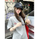 Ashy Snow kt head back printed embroidered loose short-sleeved T-shirt spring and summer white gray versatile lazy