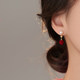 999 silver -red velvet ball pearl earrings This year's fate 2025 Snake New Year earrings New Year earrings
