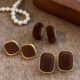 
Retro Brown Square Velvet Stud Earrings for Women 2025 New Hot Style Light Luxurious High-end Earrings Niche Unique Earrings