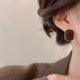 
Retro Brown Square Velvet Stud Earrings for Women 2025 New Hot Style Light Luxurious High-end Earrings Niche Unique Earrings