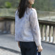 25CXA-094 Past and present life retro new Chinese style stand collar print contrast collar long sleeve shirt