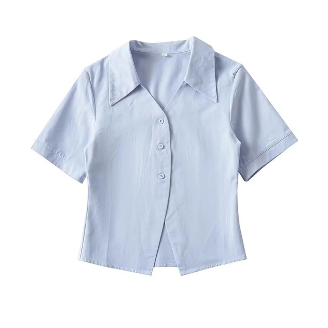 Sweet and cool hot girl slim solid color V-neck waist short-sleeved shirt for women in summer, women's European and American slim bottoming top