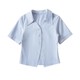 Sweet and cool hot girl slim solid color V-neck waist short-sleeved shirt for women in summer, women's European and American slim bottoming top