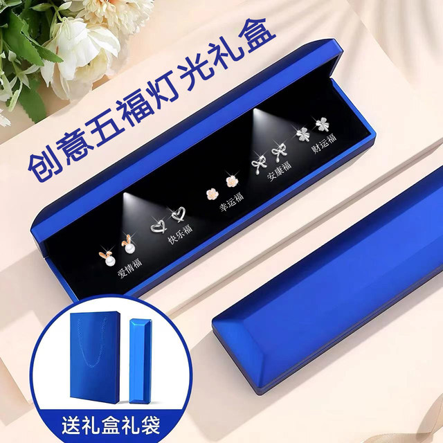 Pure silver one week earrings 999 sterling silver earrings for women authentic set high-end earrings autumn and winter Christmas birthday gift