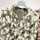 2025 new Korean style retro V-neck ruffle printed pullover long-sleeved chiffon shirt for women