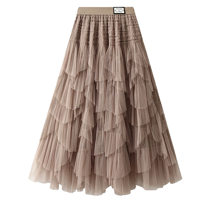 8828 Label European Skirt Women's Mid-length 2025 Spring and Summer Sweet Layered Puffy Cake Mesh Skirt
