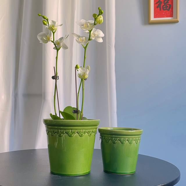 Nordic simple flower pot emperor Roman green ice crack glaze creative personality kiln transformed phalaenopsis orchid green plant set pot