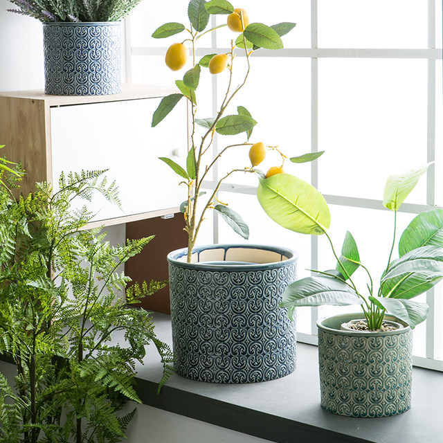 MimiHome Nordic Ice Cracked Crescent Green Plant Flowerpot Ceramic Flowerware Interior Decorations Exported to Foreign Designers