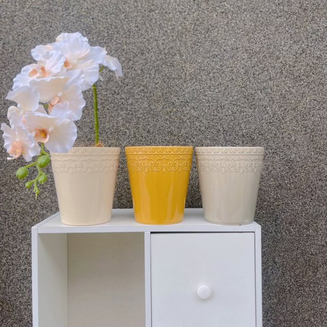 Nordic retro glazed flowerpot Imperial Roman green light luxury Phalaenopsis orchid high-end indoor pottery pot high-end small