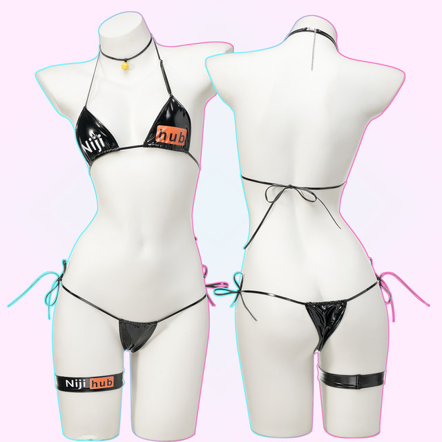 Nijihub leather bikini patent leather print strap underwear two -dimensional three -point home clothing pajamas
