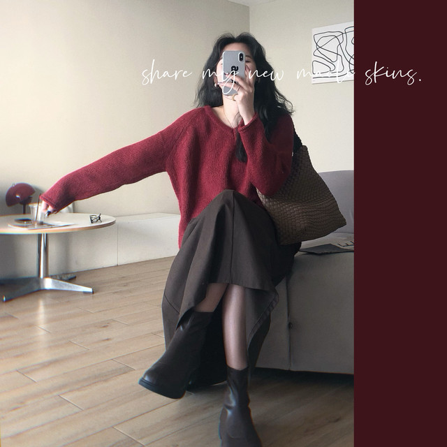 Mao Li Xiaoshi retro, old temperament casual half body A -line medium long skirt female autumn
