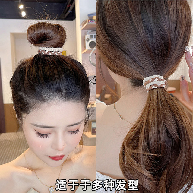 Simple temperament high ponytail head rope 2025 new high-end durable rubber band tying hair for women's hair rope hair ring leather case