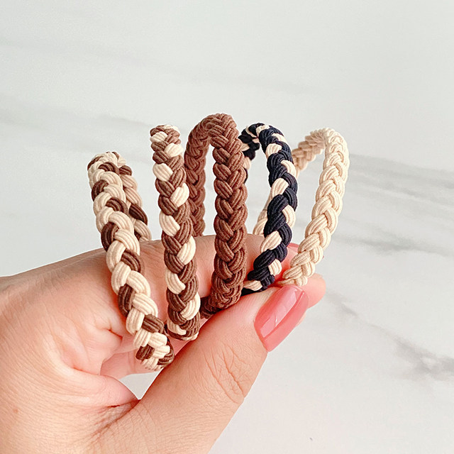 Simple temperament high ponytail head rope 2025 new high-end durable rubber band tying hair for women's hair rope hair ring leather case