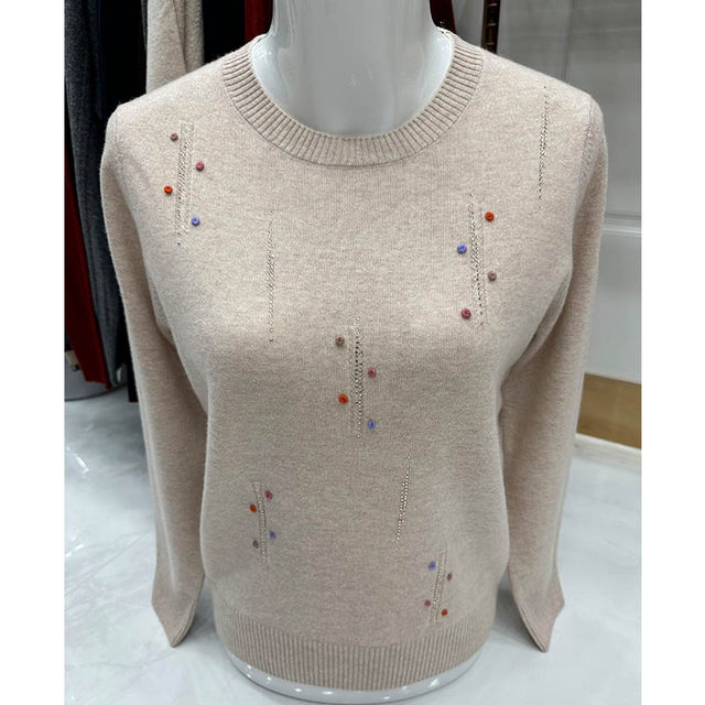 Middle-aged and elderly mothers' fashionable little shirt autumn clothes 2025 new top knitted base shirt Wangyu Phoenix women's wool shirt