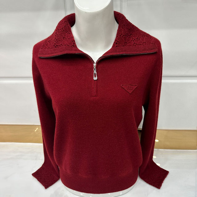 This year's popular mom tops, middle-aged and elderly fashion women's knitted sweaters, lapel sweaters, bottoming pure woolen sweaters